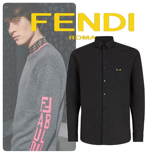 FENDI★早い者勝ち　ブラック　コットン　シャツ　新作先取り FS0571A4S1F0QA1